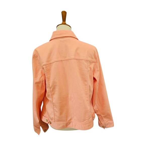 Talbots Plus, X, orangey pink jean jacket, some stretch, 4 pockets - Picture 3 of 9